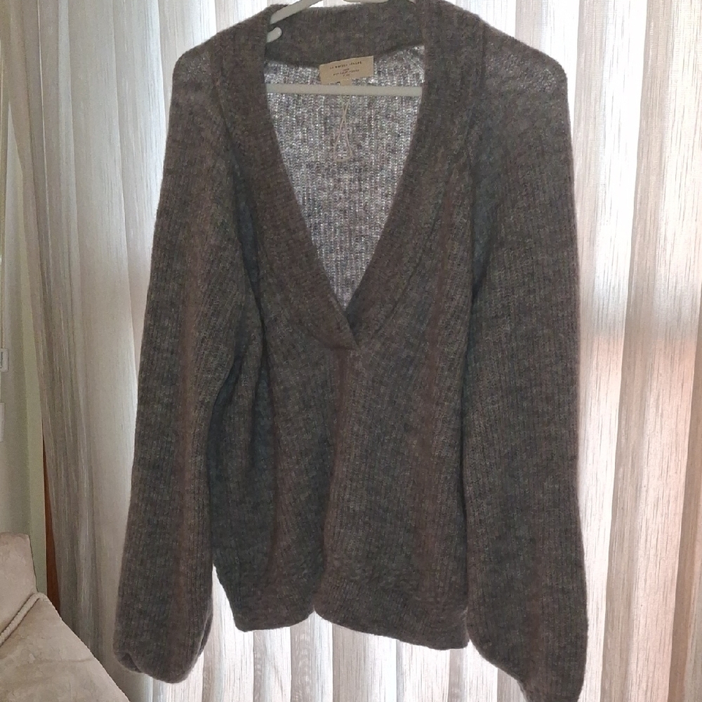 Sezane Grey V-Neck Sweater